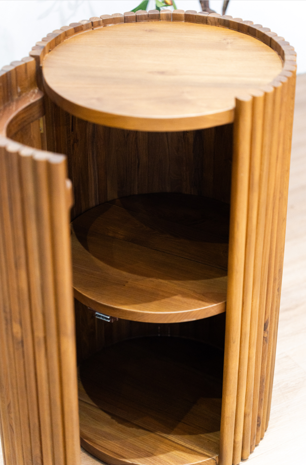 Avara Fluted Side Table with Storage