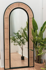 Load image into Gallery viewer, Rattan Diamond-Weave Arch Mirror
